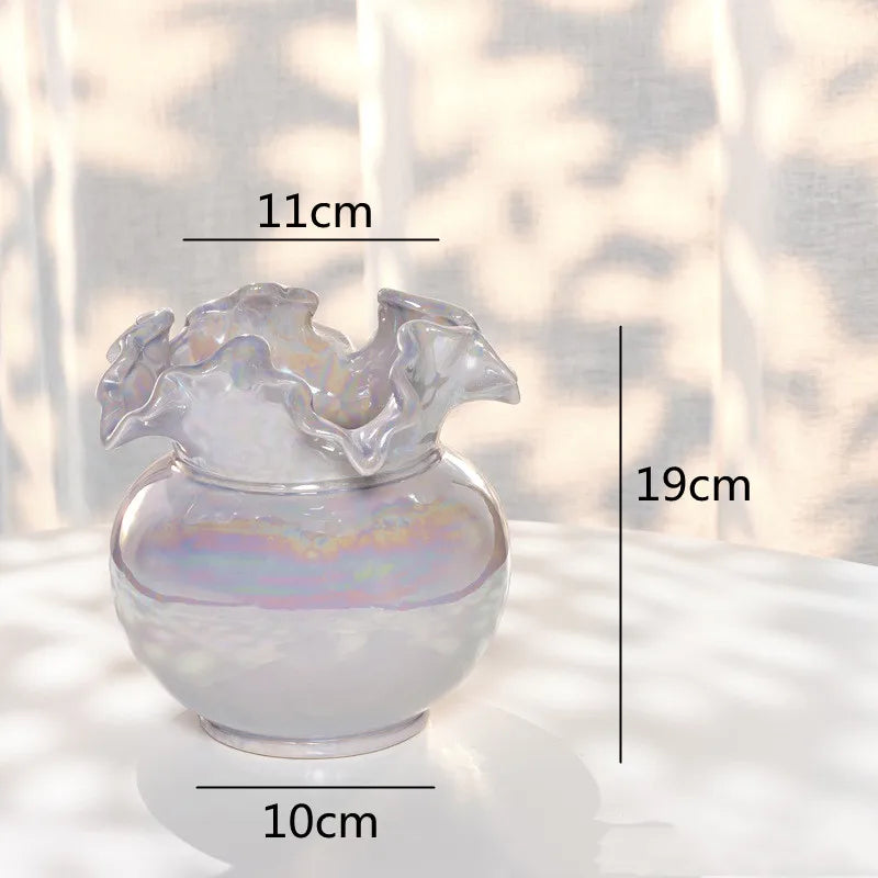 Afralia™ Ceramic Shell Vase - White Gloss - Abstract Irregular Design for Home Decor