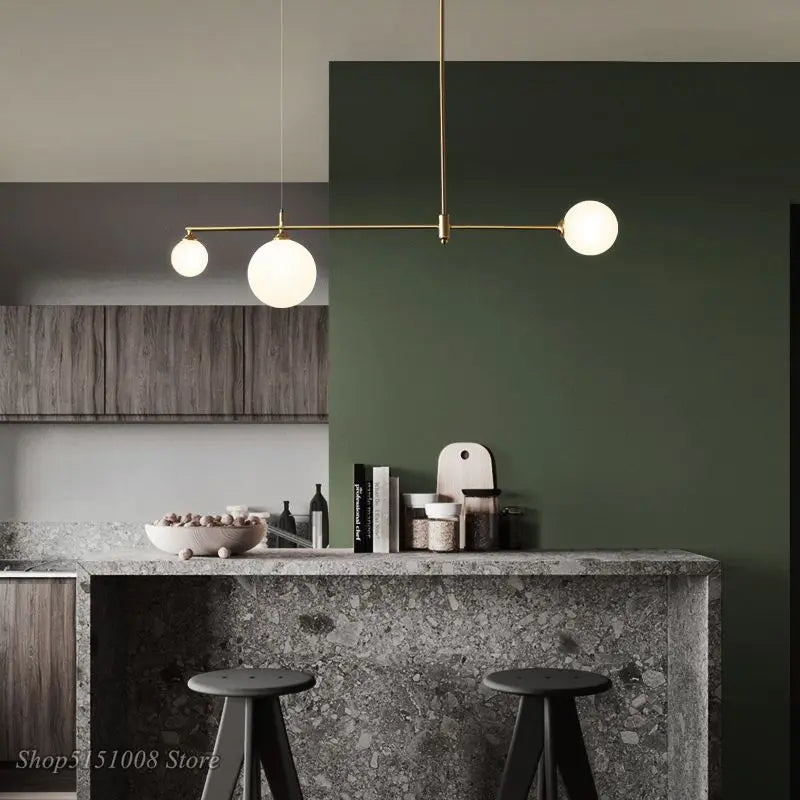 Afralia™ Nordic Glass Ball Chandelier Pendant Lighting Fixture for Dining Room Kitchen Island