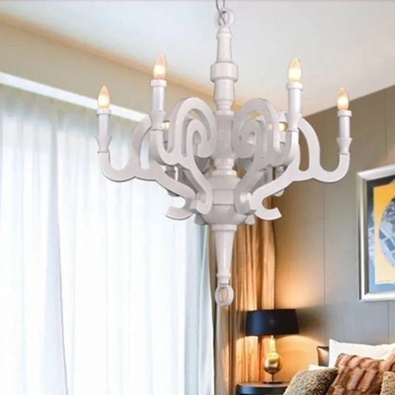 Afralia™ White Candle Chandelier: Postmodern Art for Dining Room & Clothing Shop