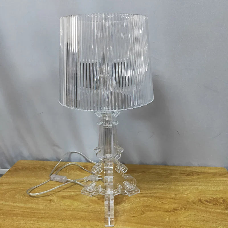 Afralia™ Clear Acrylic Table Lamp Modern Ghost Shadow Desk LED Light Fixtures