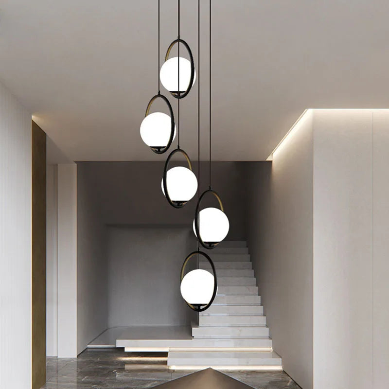Afralia™ Nordic Glass Ball LED Pendant Lights - Elegant Living Room Kitchen Restaurant Decor