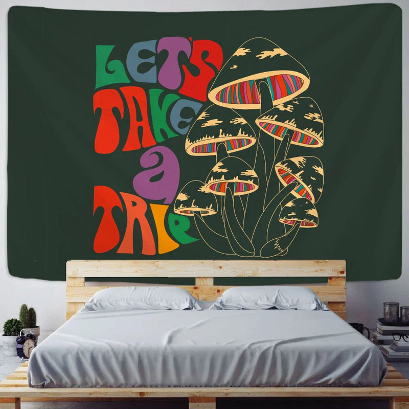 Afralia™ Psychedelic Mushroom Tapestry: Boho Hippie Home Decor Yoga Mat Blanket