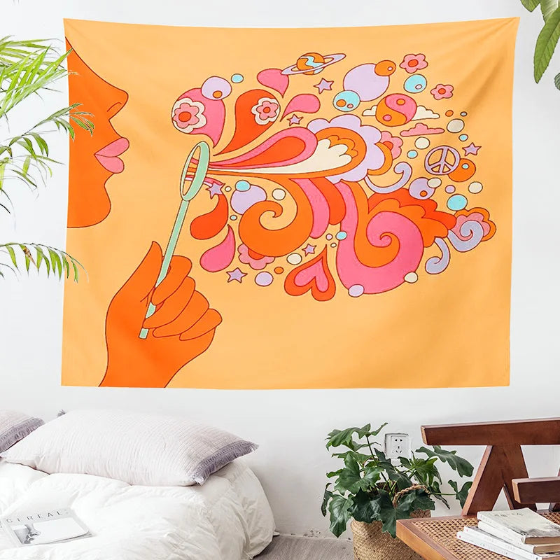 Afralia™ Colorful Bubbles Tapestry Wall Hanging - Retro 80s Aesthetic Home Decor