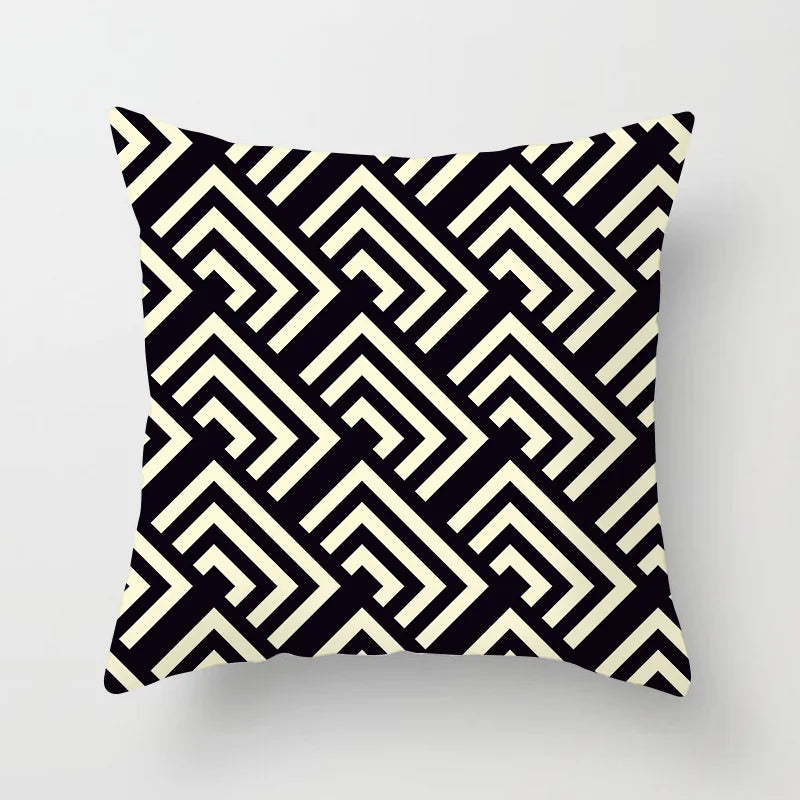 Geometric Monochrome Pillowcase by Afralia™ - Soft Sofa Cushion Cover, Wholesale Pillow Cover