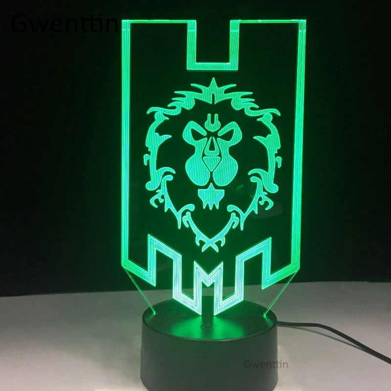 Afralia™ WoW Alliance Tribal Signs 3D LED Night Light Kids Table Lamp Gift