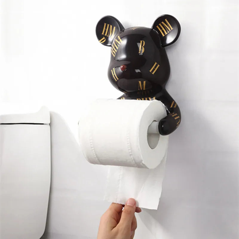 Afralia™ Bear Resin Paper Towel Holder: Nordic Animal Hanging Tissue Box Rack for Modern Wall Decor