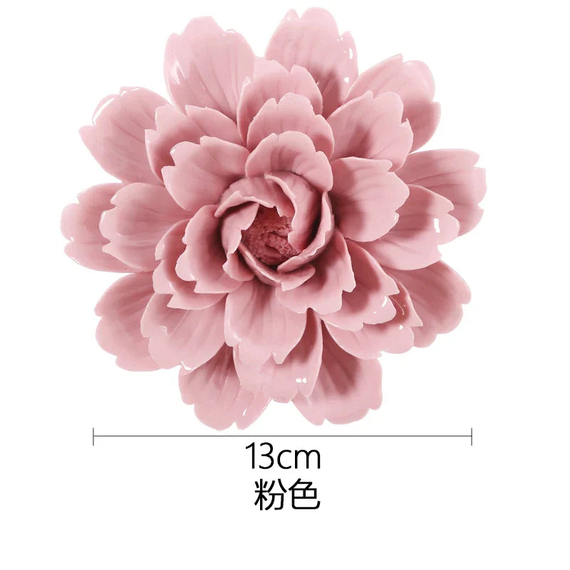 Afralia™ Ceramic Peony Wall Hanging Decoration - Handmade 3D Relief Craft