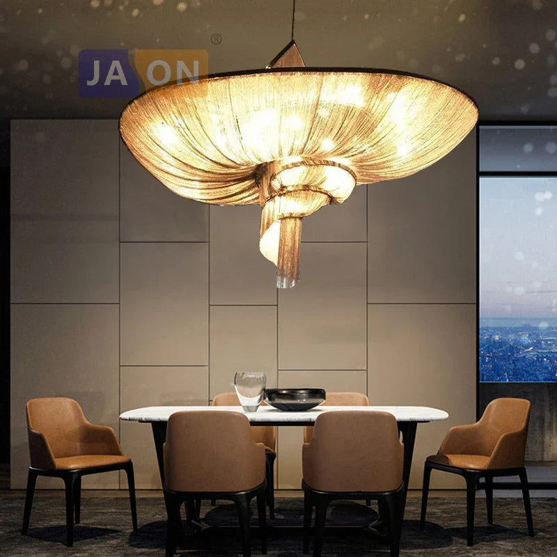 Afralia™ Art Deco Vintage LED Chain Pendant Lights for Dinning Room