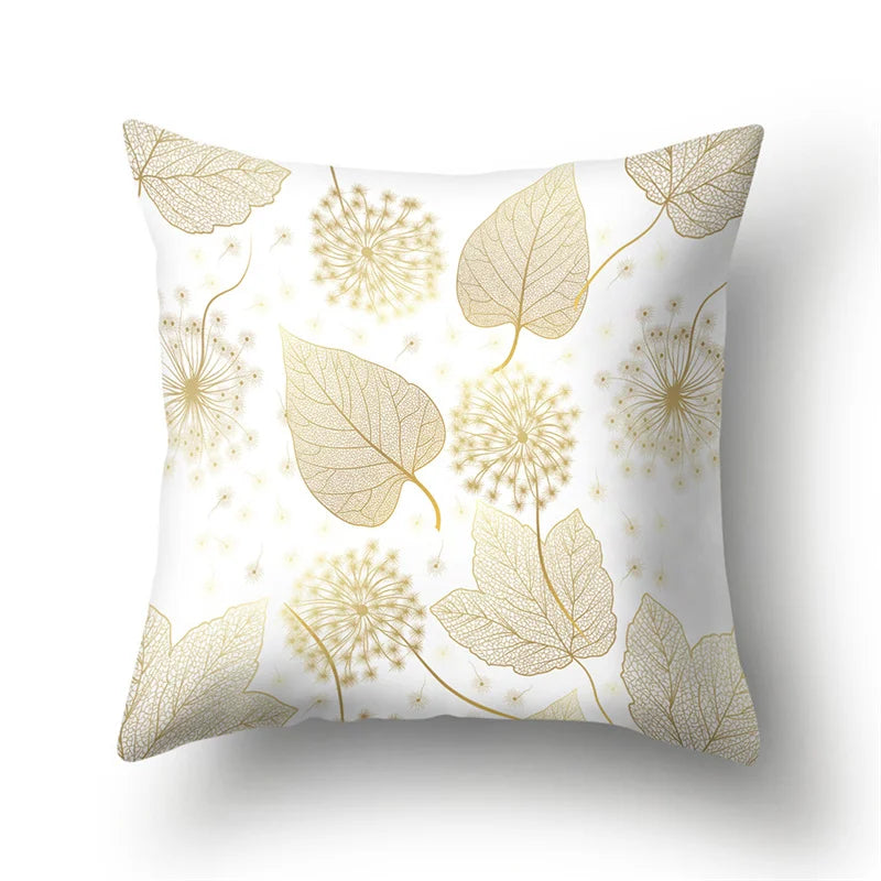 Afralia™ Tropical Leaves Flower Pillow Case Feather Dandelion Cushion Cover - Fresh Geometric Peachskin Pillowcase