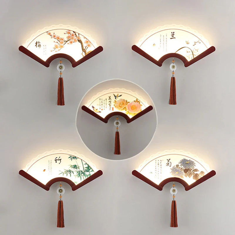 Afralia™ Fan-shaped Wood Wall Lamp: LED Retro Japanese Light for Bedroom, Living Room, Aisle