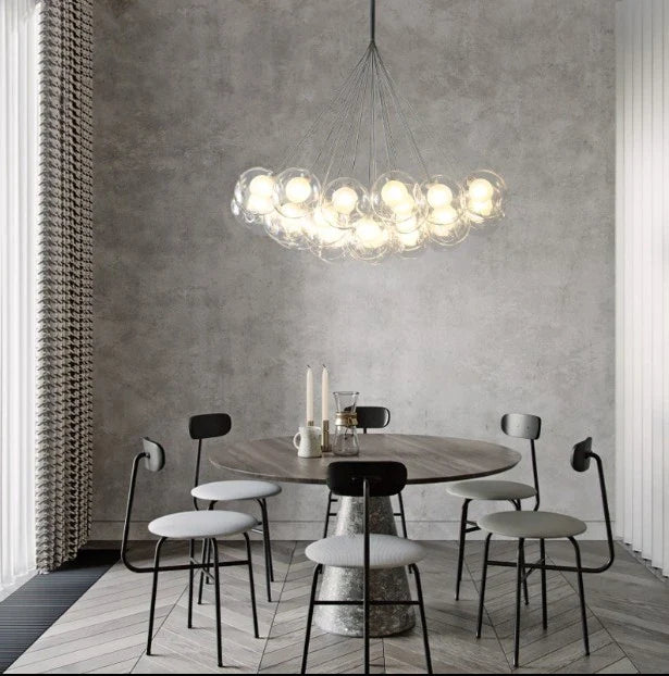 Afralia™ Modern Clear Glass Chandelier Bubble Glass Lights Nordic Style for Dining Room