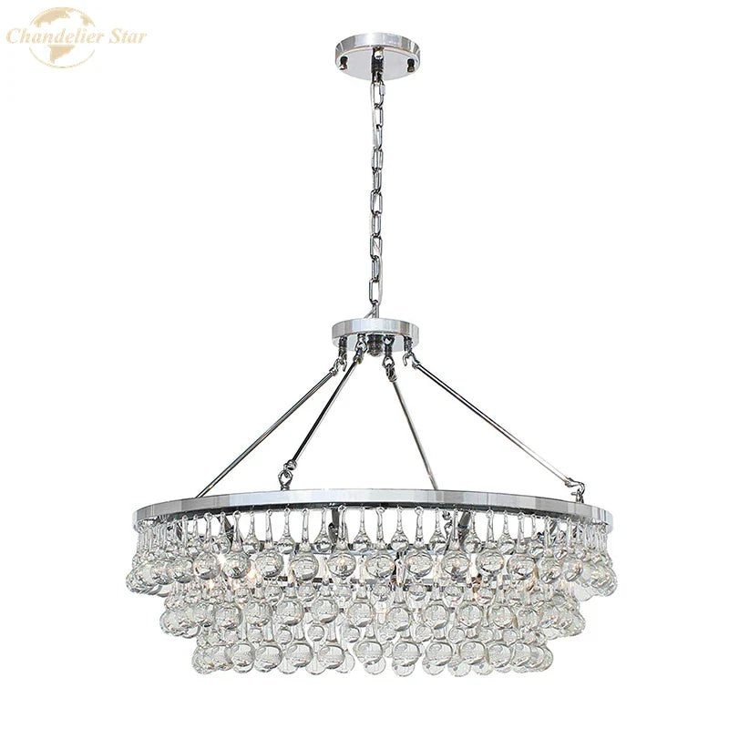Afralia™ LED Round Glass Chandeliers Raindrop Pendant Lights Modern Living Hanging Lamps