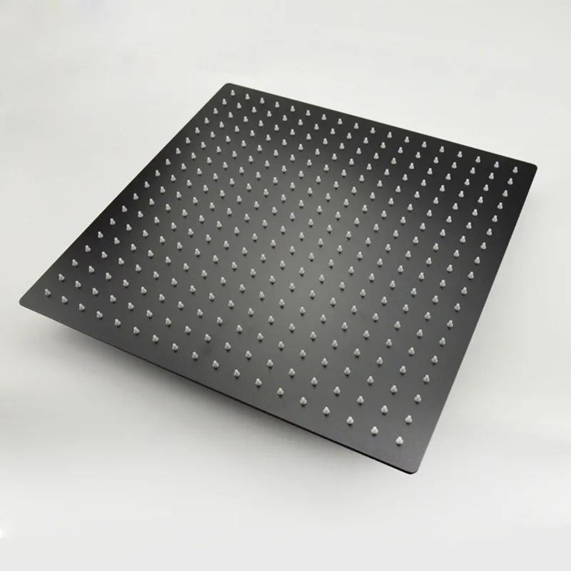 Afralia™ Matte Black Square Rainfall Shower Head Wall Mount - Multiple Sizes Available