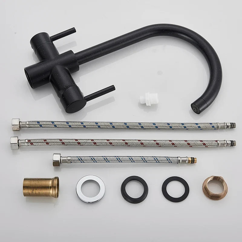Afralia™ Brass Kitchen Faucet with Double Sprayer and Drinking Water Filter