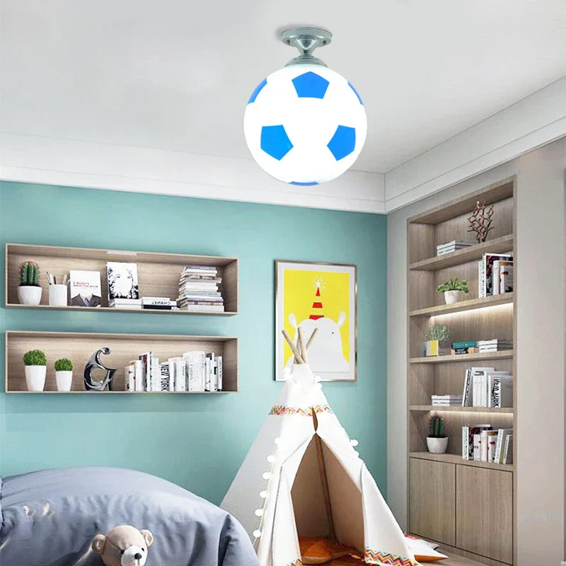 Afralia™ Soccer Ball LED Ceiling Light: Kids Room, Bedroom, Indoor Bar Football Lighting