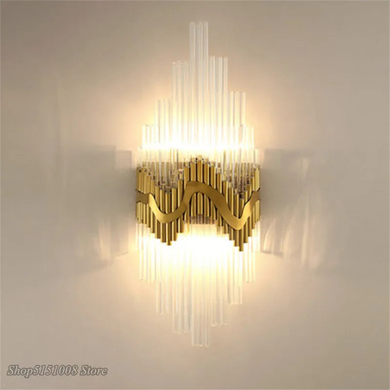 Afralia™ Nordic Crystal Wall Lamp Modern Luxury Living Room Bedroom Sconce Luminaria