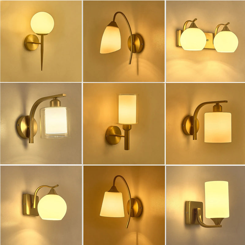 Afralia™ Brass Glass Wall Sconce Lighting, Classic Nordic Loft Interior Fixture