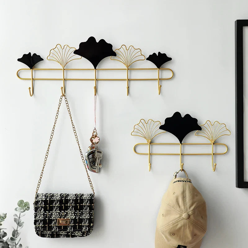 Afralia™ Metal Leaf Wall Coat Hook Hanger - Nordic Style Iron Art Rack