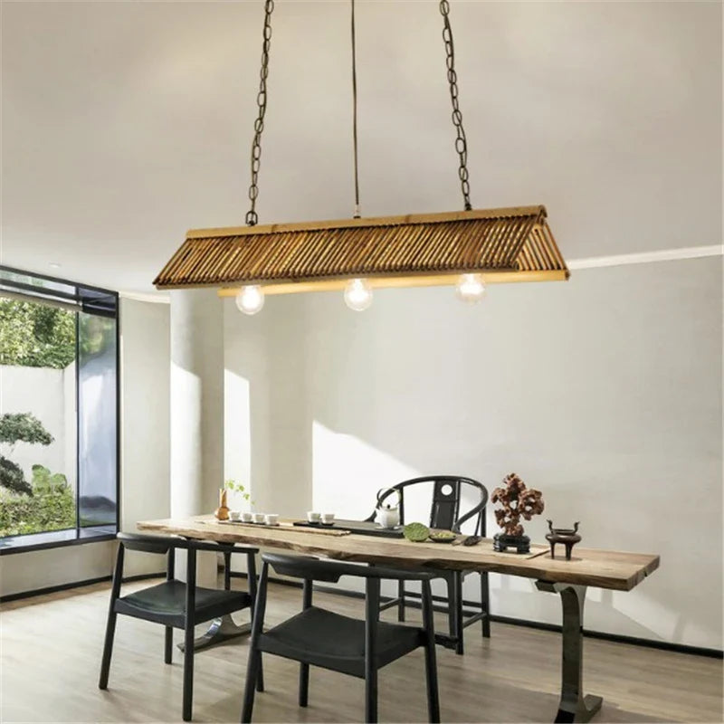 Afralia™ Bamboo Pendant Chandelier: Chinese Classic for Kitchen, Cafe, Bar, Inn, Restaurant Lighting