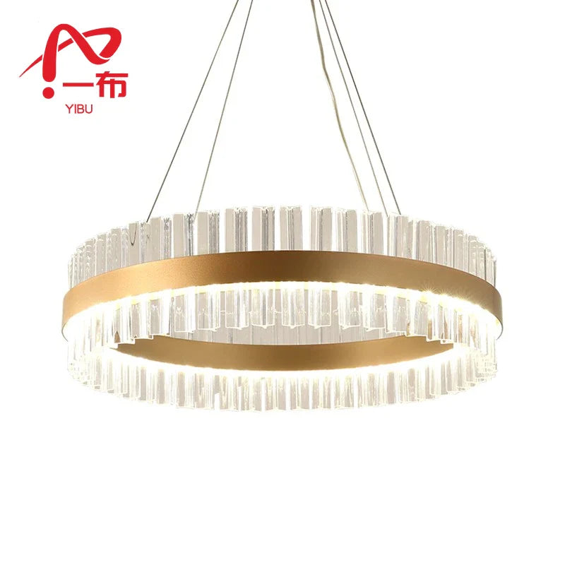 Afralia™ Crystal Chandelier LED Ring Lamp for Dining Room Center Living Restaurant Decor