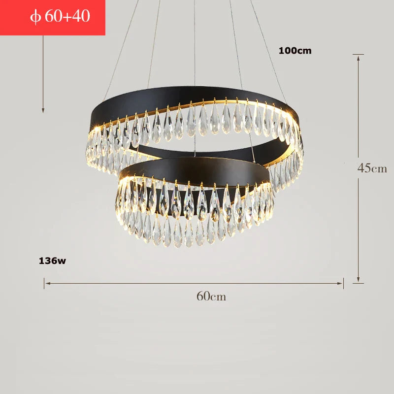 Afralia™ Golden Crystal Stainless Steel Chandelier for Dining Room