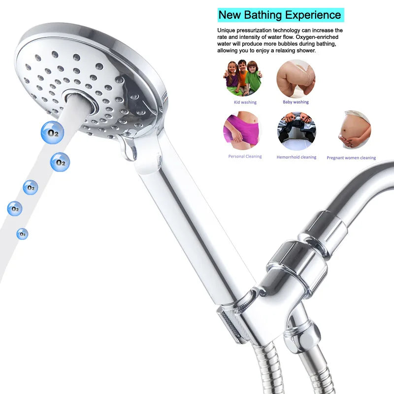 Afralia™ Chrome Bass Shower Head Holder Set with Adjustable Arm, Stainless Steel.