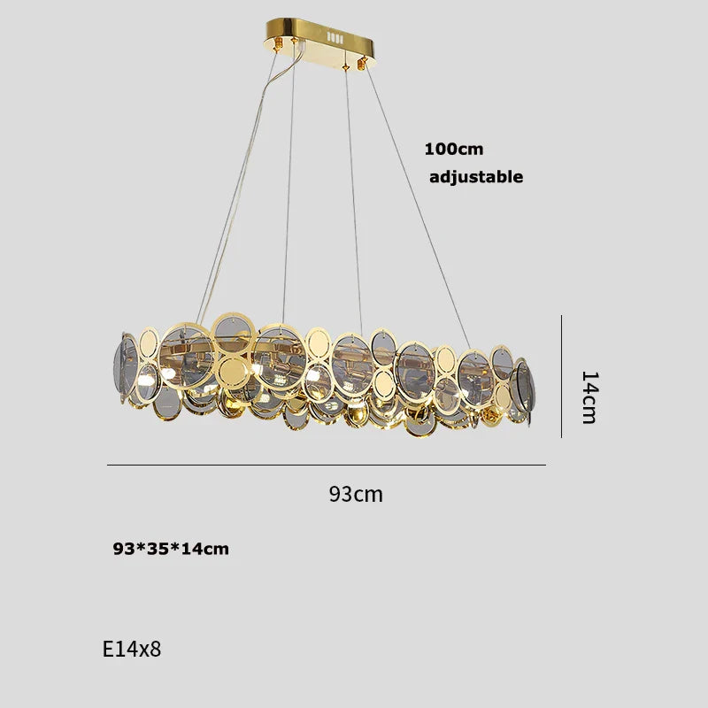 Afralia™ Gold Iron Glass Chandelier Lighting for Dinning Room