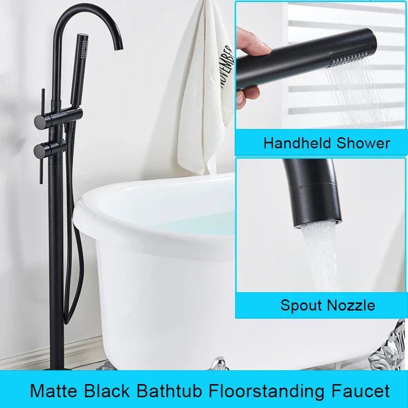 Afralia™ Clawfoot Chrome Bath Tub Faucet with Handshower