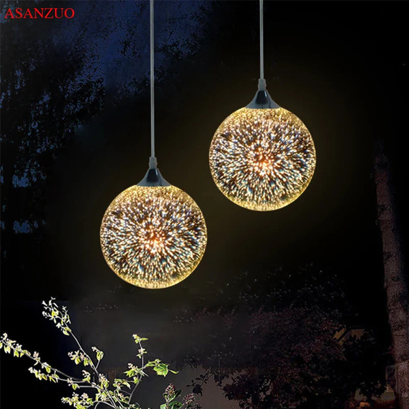 Afralia™ Fireworks Glass Ball Pendant Light for Bar Dining Kitchen