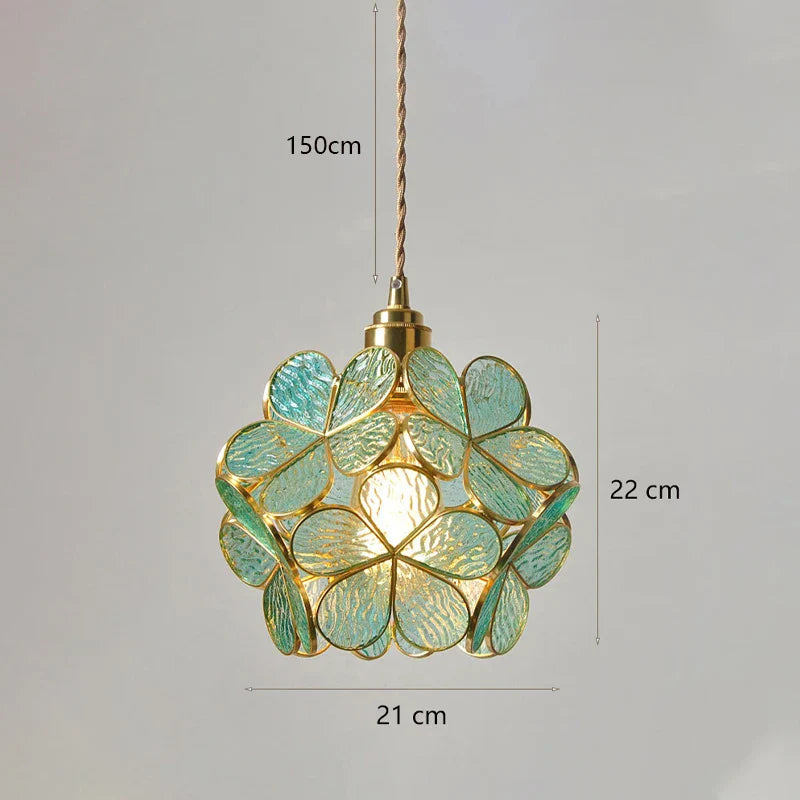 Afralia™ Japanese Flower Glass Pendant Lights Modern LED Hanging Lamp