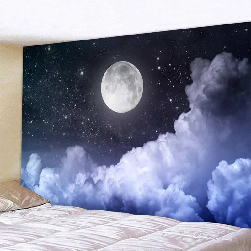 Afralia™ Beach Moon Night Sky Tapestry for Hippie Bohemia Decor & Yoga Mat