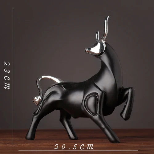 Afralia™ Bull Sculpture Resin Animal Statue Home Decor Craft Figurine