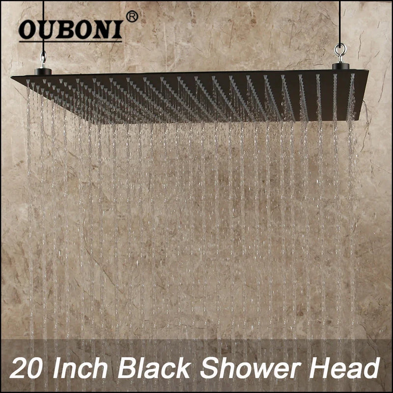 Afralia™ 20 Inch Super Slim Matte Black Square Rain Shower Head by Stainless Steel