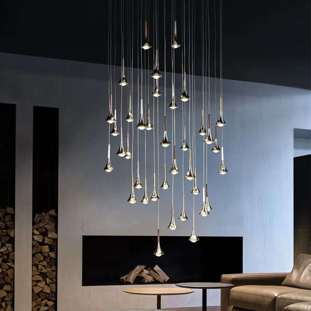 Afralia™ Rain Chrome Pendant Light for Dining Room Minimalism Decor Kitchen Loft
