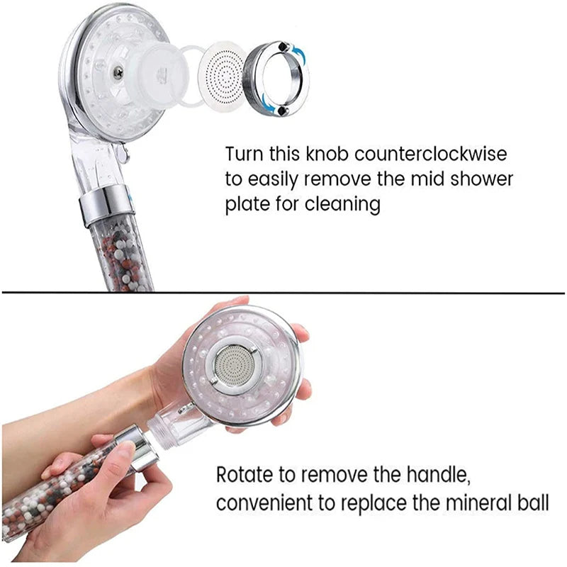 Afralia™ 3-Function High Pressure Shower Head with Water Stop Mode and Filter Beads Pack