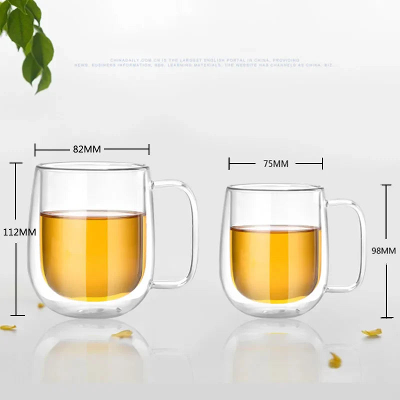 Afralia™ Double Wall Glass Kungfu Tea Coffee Mug