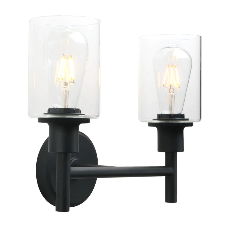 Afralia™ Permo 2 Light Industrial Wall Sconce with Clear Glass Shade