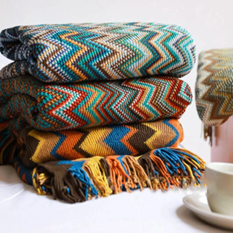 Afralia™ Geometric Aztec Baja Blanket - Boho Decor Sofa Cover & Throw