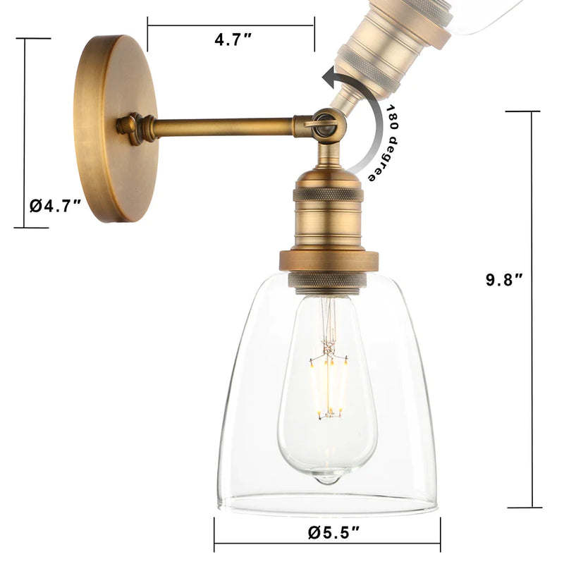 Afralia™ Oval Cone Glass Shade Industrial Vintage Single Sconce Wall Lamp