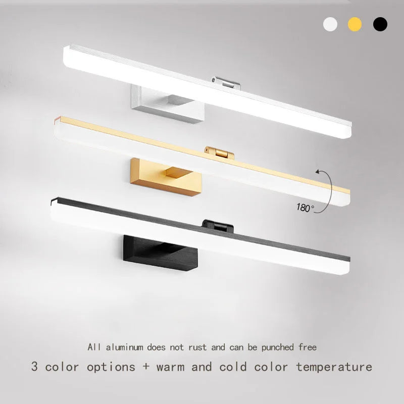 Afralia™ Acrylic Golden Mirror Cabinet Lamp 40CM for Bathroom, Bedroom, and Cosmestic Lighting