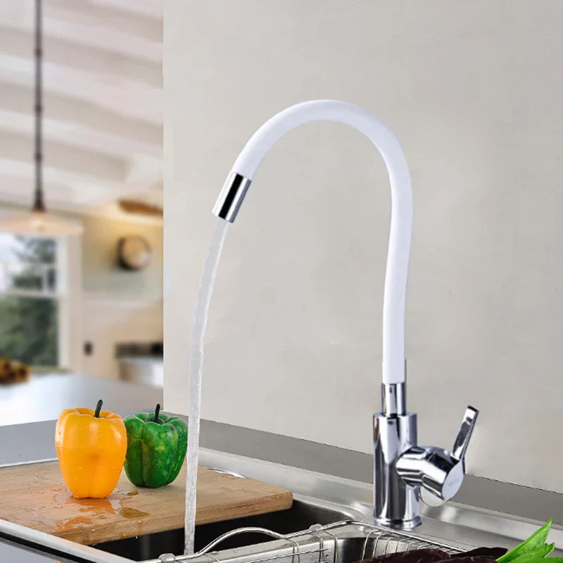 Afralia™ Silica Gel Nose Kitchen Faucet Cold and Hot Water Mixer Tap Rotating Deck Installation
