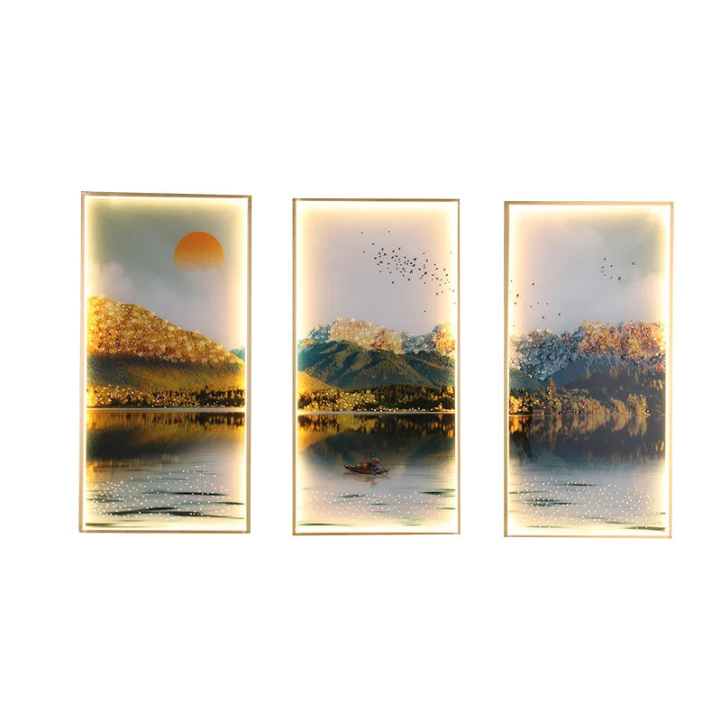 Afralia™ Landscape Painting LED Wall Sconces Suite