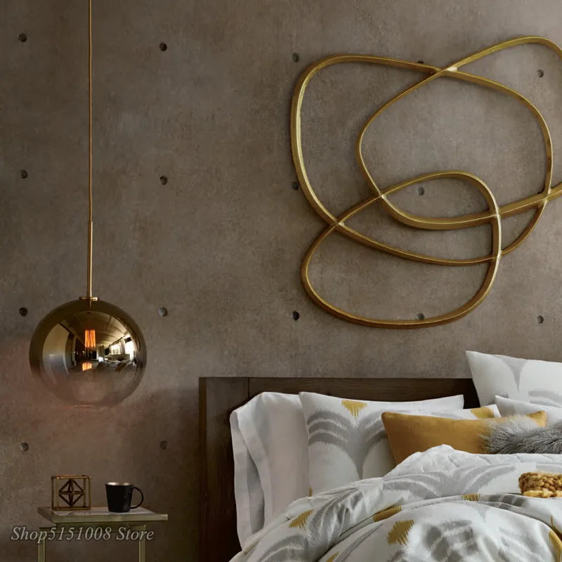 Afralia™ Glass Ball LED Pendant Light: Modern Silver Gold Nordic Kitchen Decor