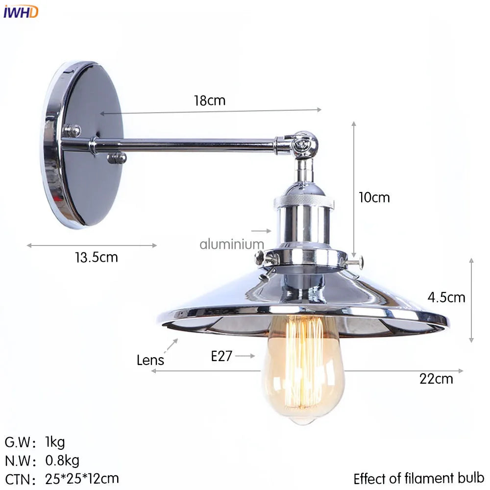 Afralia™ Antique Gold Rustic Wall Lamps Bathroom Stair Mirror Light Loft Decor Industrial
