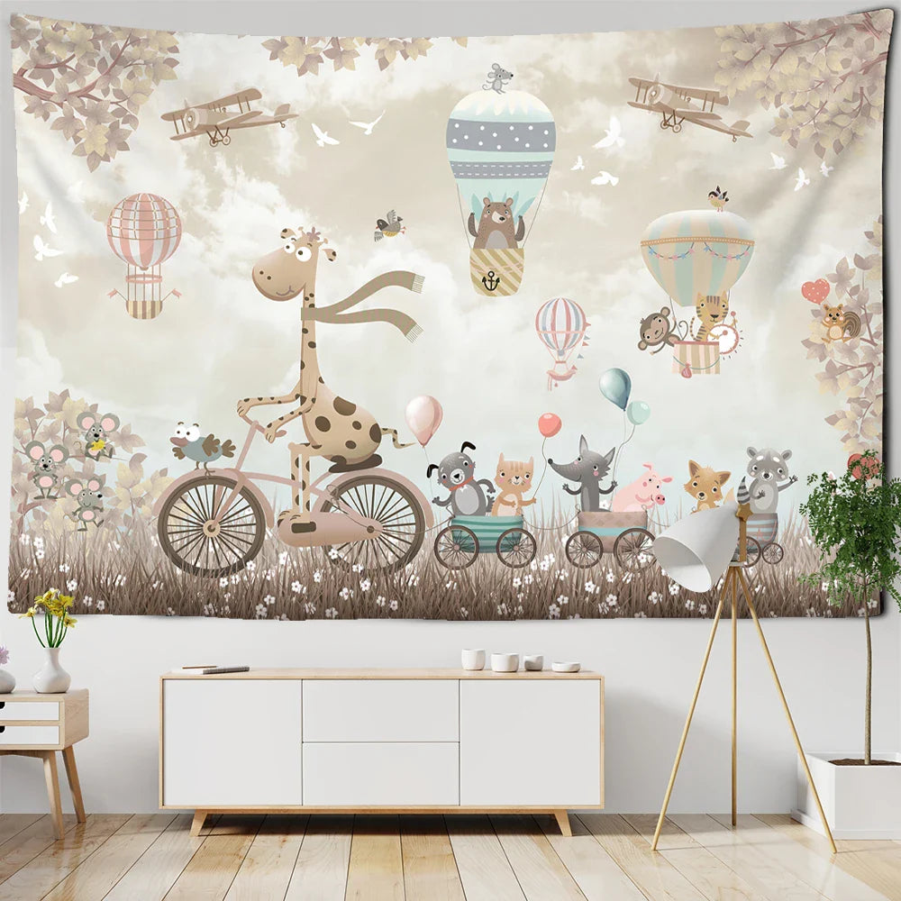 Afralia™ Kawaii Bear Tapestry Wall Hanging for Children's Room Décor