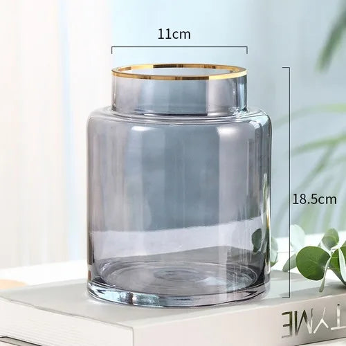 Afralia™ Gold Glass Vase Hydroponic Plant Flowers Living Room Dining Table Decor