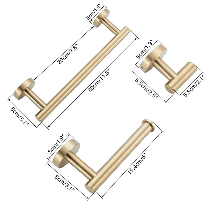 Afralia™ Bathroom Hardware Set: Towel Bar, Robe Hook, Rack, Shelf, Tissue Holder, Hook