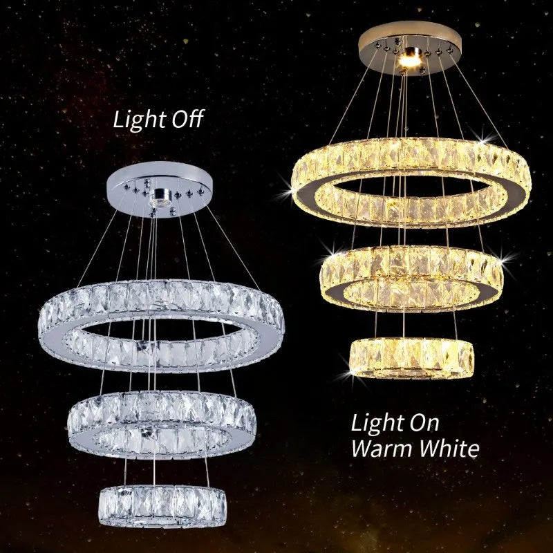Afralia™ Crystal LED Ring Pendant Chandelier for Modern Living Dining Room Décor