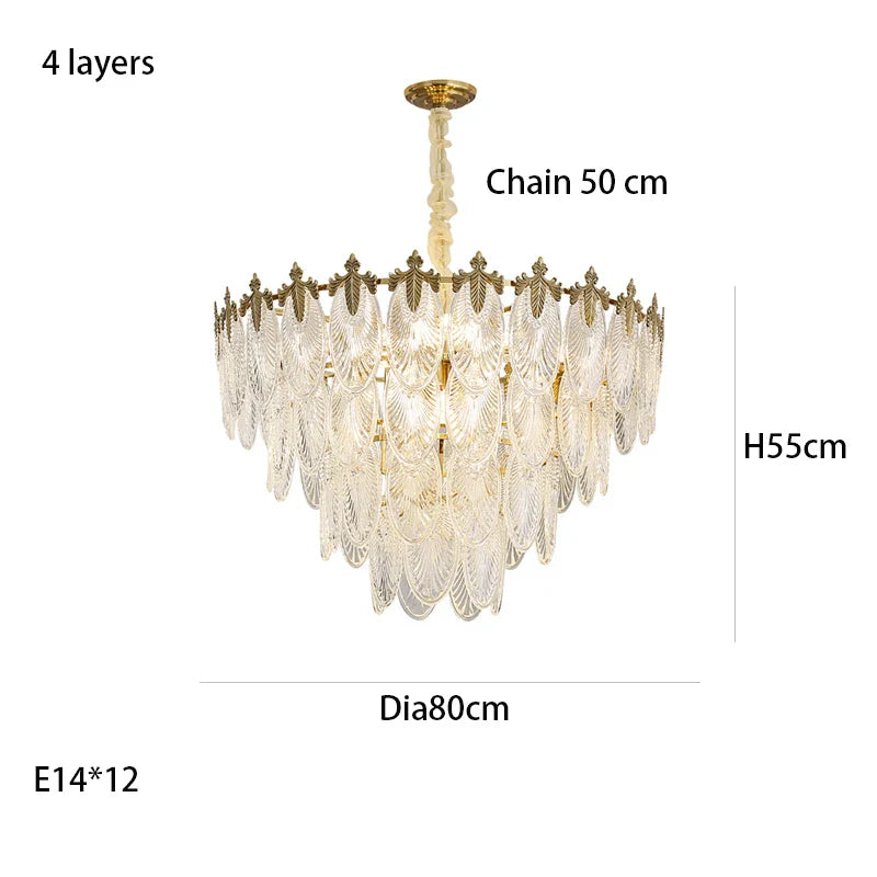 Afralia™ Round Glass Suspension Chandelier – Modern French Style Light Luxury for Living Room