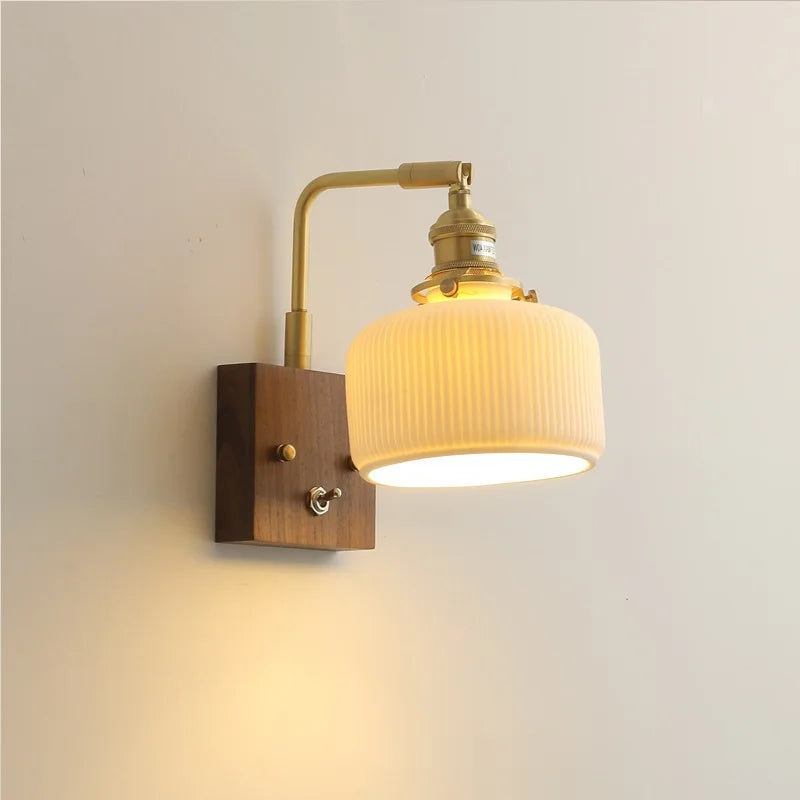 Afralia™ Ceramic Ball LED Wall Light with Pull Chain Switch for Living Room